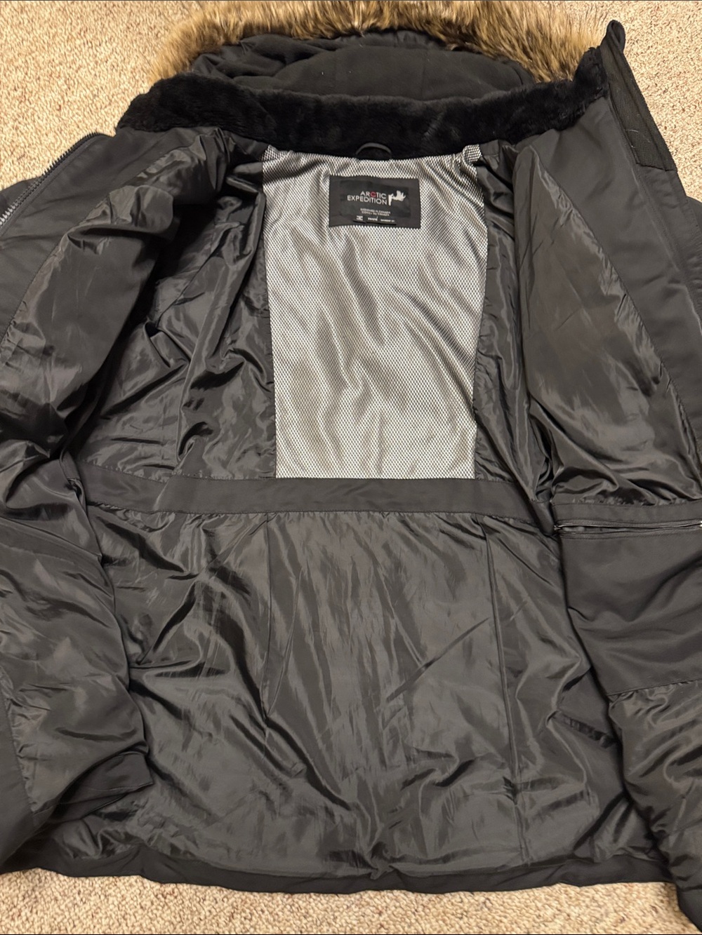 Arctic Expedition Black Faux Fur Trim Parka - Picture 6 of 8